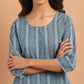 Janasya Women's Blue Cotton Floral Print Straight Tunic | Swadesiicart
