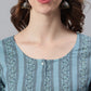 Janasya Women's Blue Cotton Floral Print Straight Tunic | Swadesiicart