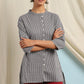 Janasya Women's Grey Cotton Striped High Low Tunic | Swadesiicart
