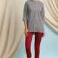 Janasya Women's Grey Cotton Striped High Low Tunic | Swadesiicart