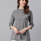 Janasya Women's Grey Cotton Striped High Low Tunic | Swadesiicart