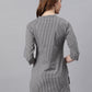 Janasya Women's Grey Cotton Striped High Low Tunic | Swadesiicart