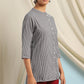 Janasya Women's Grey Cotton Striped High Low Tunic | Swadesiicart