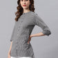 Janasya Women's Grey Cotton Striped High Low Tunic | Swadesiicart