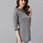 Janasya Women's Grey Cotton Striped High Low Tunic | Swadesiicart