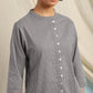 Janasya Women's Grey Cotton Striped High Low Tunic | Swadesiicart
