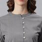 Janasya Women's Grey Cotton Striped High Low Tunic | Swadesiicart