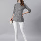 Janasya Women's Grey Cotton Striped High Low Tunic | Swadesiicart