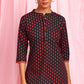 Janasya Women's Deep Blue Cotton Floral Print Straight Tunic | Swadesiicart
