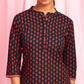 Janasya Women's Deep Blue Cotton Floral Print Straight Tunic | Swadesiicart