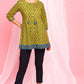 Janasya Women's Green Cotton Ethnic Motifs Empire Waist Tunic | Swadesiicart