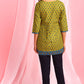 Janasya Women's Green Cotton Ethnic Motifs Empire Waist Tunic | Swadesiicart