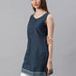 Janasya Women's Navy Blue Cotton Floral Print A-Line Tunic | Swadesiicart