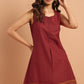 Janasya Women's Maroon Cotton Floral Print A-Line Tunic | Swadesiicart