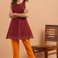 Janasya Women's Maroon Cotton Floral Print A-Line Tunic | Swadesiicart