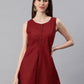 Janasya Women's Maroon Cotton Floral Print A-Line Tunic | Swadesiicart