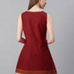 Janasya Women's Maroon Cotton Floral Print A-Line Tunic | Swadesiicart