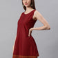 Janasya Women's Maroon Cotton Floral Print A-Line Tunic | Swadesiicart