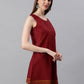 Janasya Women's Maroon Cotton Floral Print A-Line Tunic | Swadesiicart