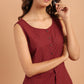 Janasya Women's Maroon Cotton Floral Print A-Line Tunic | Swadesiicart