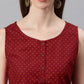 Janasya Women's Maroon Cotton Floral Print A-Line Tunic | Swadesiicart