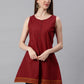Janasya Women's Maroon Cotton Floral Print A-Line Tunic | Swadesiicart