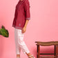 Janasya Women's Maroon Cotton Embroidered Trapeze Tunic | Swadesiicart