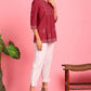 Janasya Women's Maroon Cotton Embroidered Trapeze Tunic | Swadesiicart