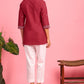 Janasya Women's Maroon Cotton Embroidered Trapeze Tunic | Swadesiicart