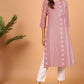 Janasya Pastel Pink Cotton Ethnic Motifs Straight kurta - Swadesiicart