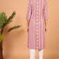 Janasya Pastel Pink Cotton Ethnic Motifs Straight kurta - Swadesiicart