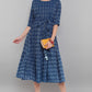 Janasya Blue Cotton Woven Design Flared Casual Dress | Swadesiicart
