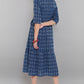 Janasya Blue Cotton Woven Design Flared Casual Dress | Swadesiicart