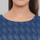 Janasya Blue Cotton Woven Design Flared Casual Dress | Swadesiicart