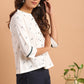 Janasya Women's Off White Cotton Slub Animal Print Shirt Style Top | Swadesiicart
