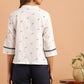Janasya Women's Off White Cotton Slub Animal Print Shirt Style Top | Swadesiicart