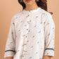 Janasya Women's Off White Cotton Slub Animal Print Shirt Style Top | Swadesiicart