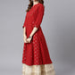 Janasya Maroon Poly Crepe Ethnic Motifs A-line kurta | Swadesiicart