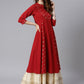 Janasya Maroon Poly Crepe Ethnic Motifs A-line kurta | Swadesiicart