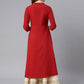 Janasya Maroon Poly Crepe Ethnic Motifs A-line kurta | Swadesiicart