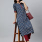 Janasya Women's Blue Rayon Floral Printed Casual Straight kurta | Swadesiicart