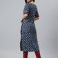 Janasya Women's Blue Rayon Floral Printed Casual Straight kurta | Swadesiicart