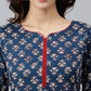 Janasya Women's Blue Rayon Floral Printed Casual Straight kurta | Swadesiicart