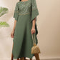 Janasya Green Poly Crepe Foil Print Kaftan kurta - Swadesiicart