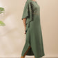 Janasya Green Poly Crepe Foil Print Kaftan kurta - Swadesiicart