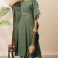 Janasya Green Poly Crepe Geometric Print Kaftan kurta | Swadesiicart