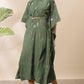 Janasya Green Poly Crepe Geometric Print Kaftan kurta | Swadesiicart