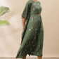 Janasya Green Poly Crepe Geometric Print Kaftan kurta | Swadesiicart