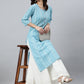 Indian Clothing Janasya Women's Blue Cotton Striped Casual Straight kurta - Swadesiicart