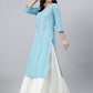 Indian Clothing Janasya Women's Blue Cotton Striped Casual Straight kurta - Swadesiicart